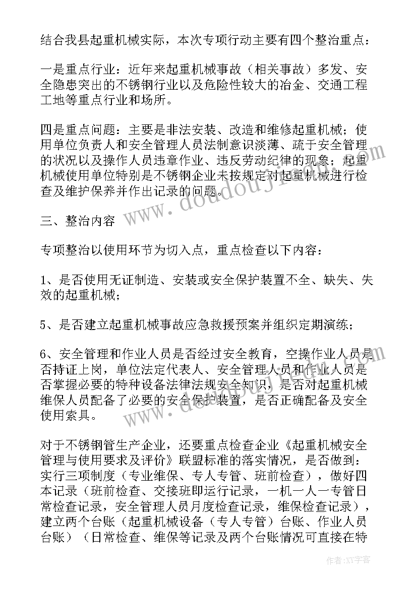 2023年起重机械检验方案道客(优质5篇)