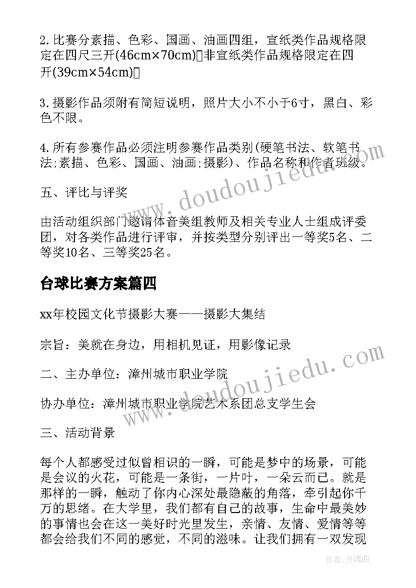 最新台球比赛方案(精选10篇)