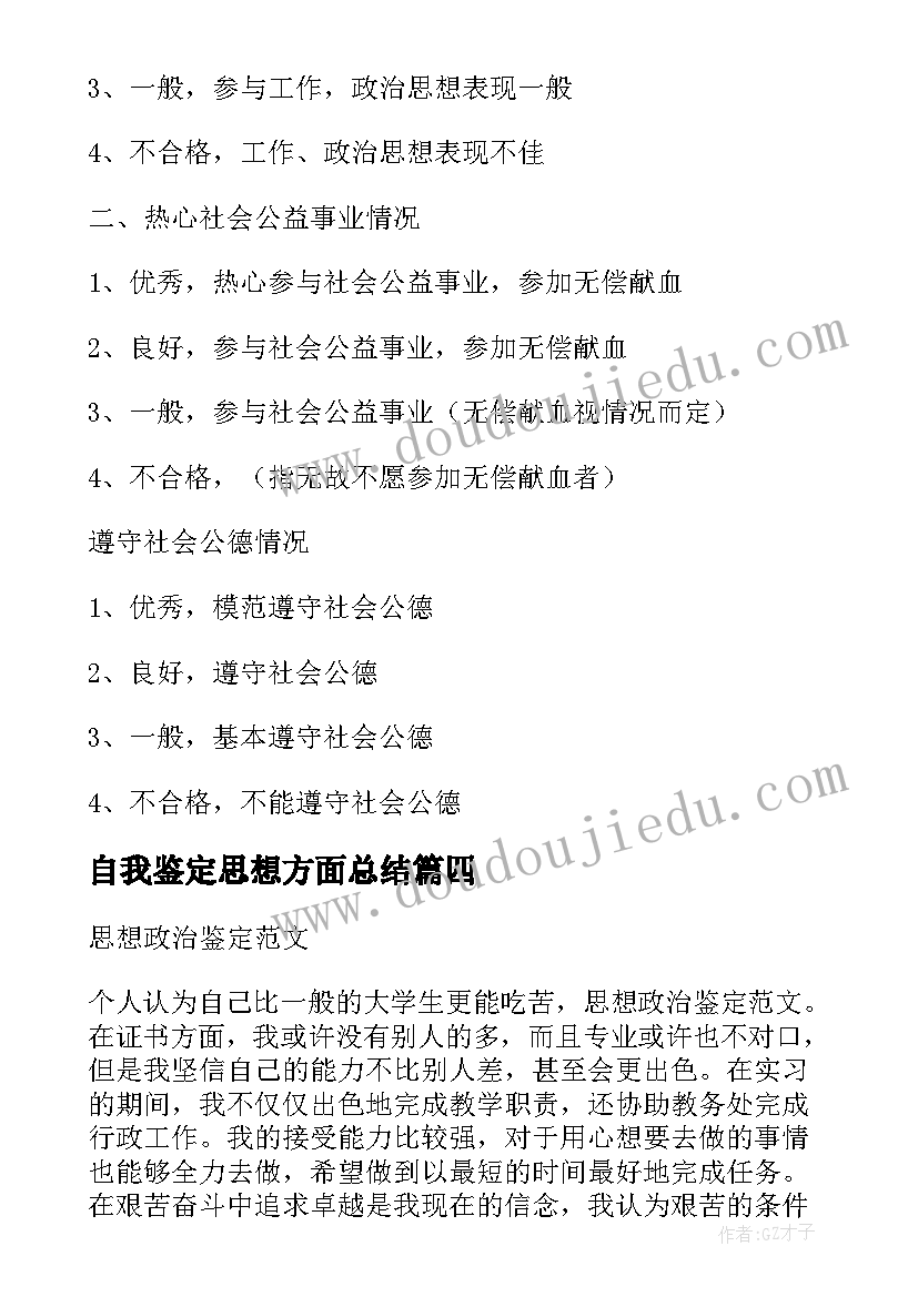 2023年自我鉴定思想方面总结 毕业生登记表思想方面自我鉴定(模板6篇)