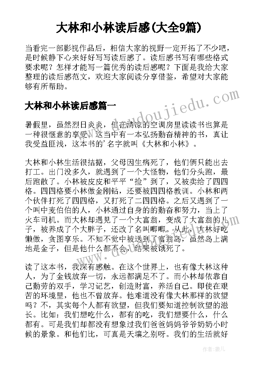 大林和小林读后感(大全9篇)