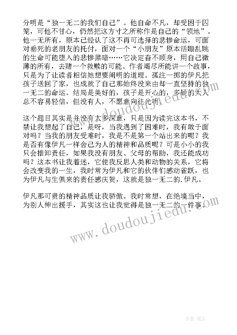 2023年独一无二的你读后感 独一无二的伊凡读后感(实用5篇)