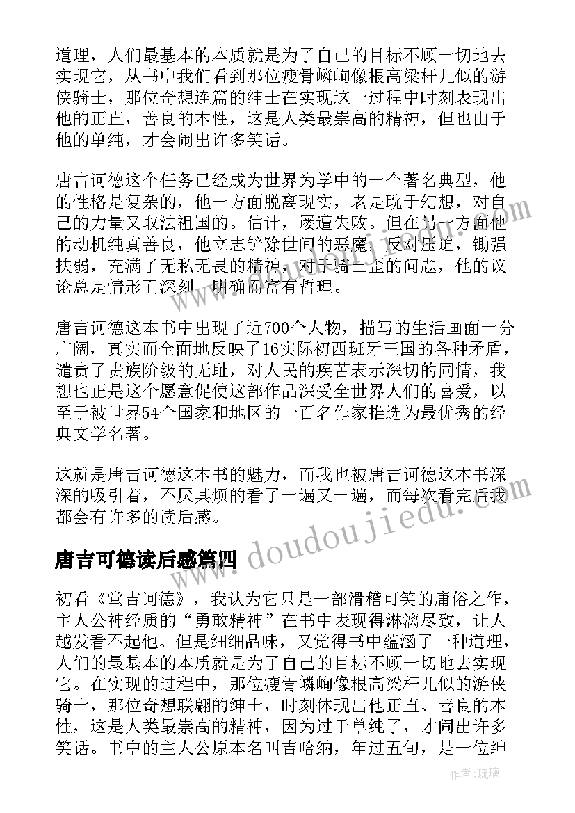 2023年唐吉可德读后感(汇总9篇)