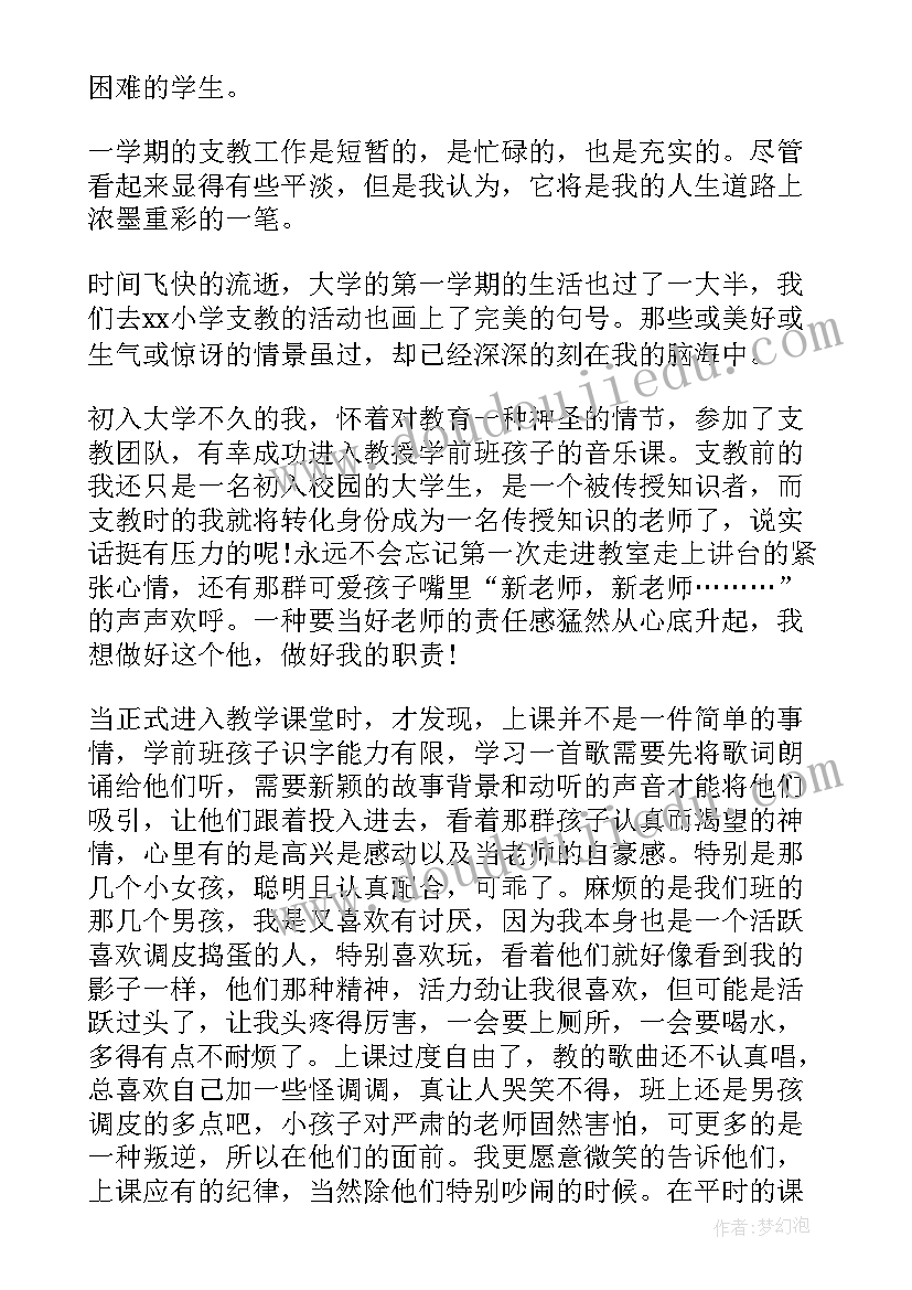 最新大学生支教个人总结(优秀6篇)