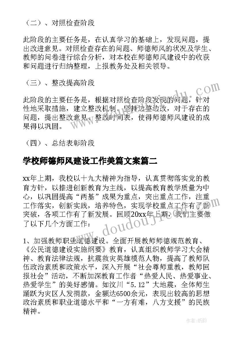 学校师德师风建设工作美篇文案(优秀10篇)