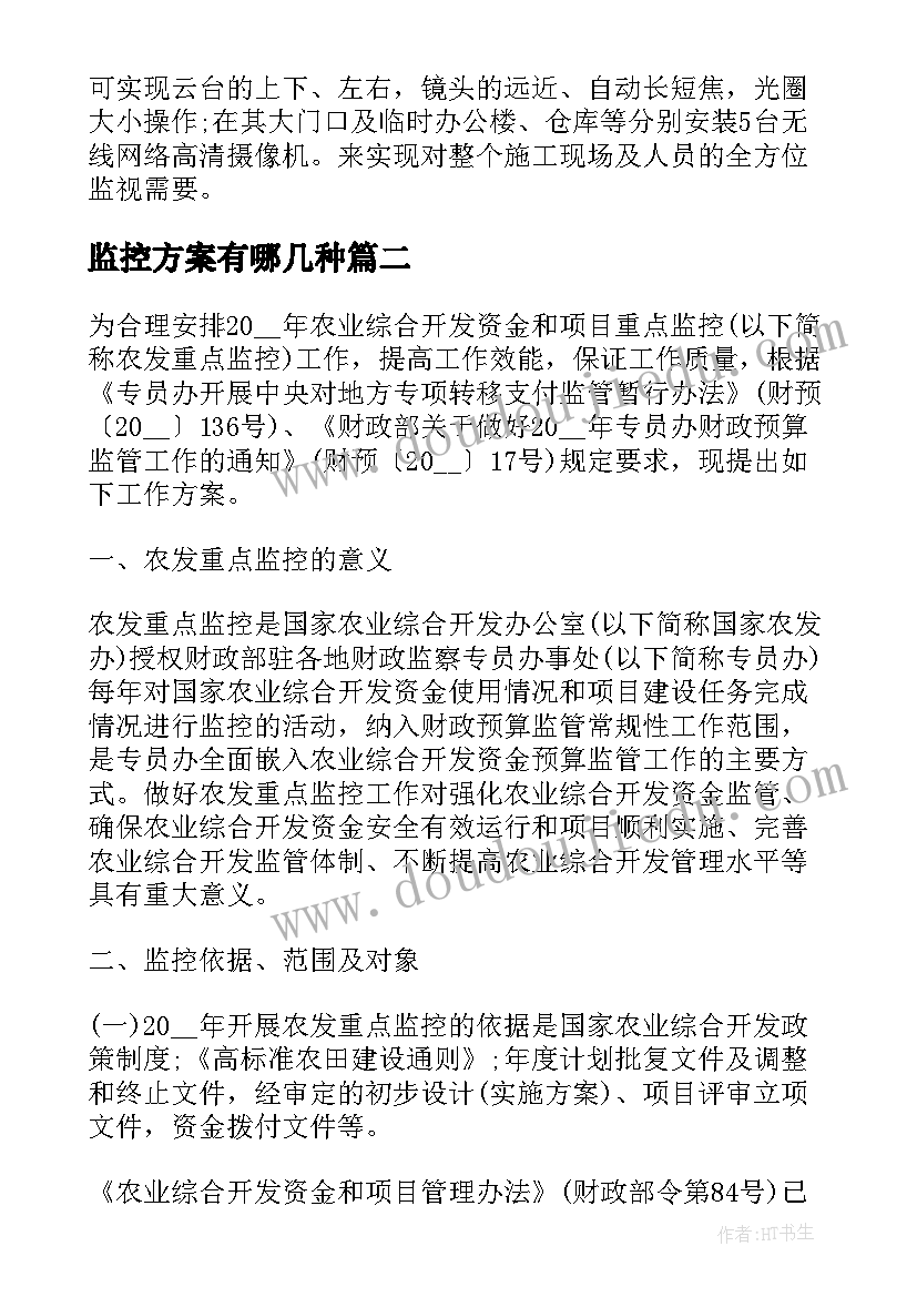 最新监控方案有哪几种(优质9篇)