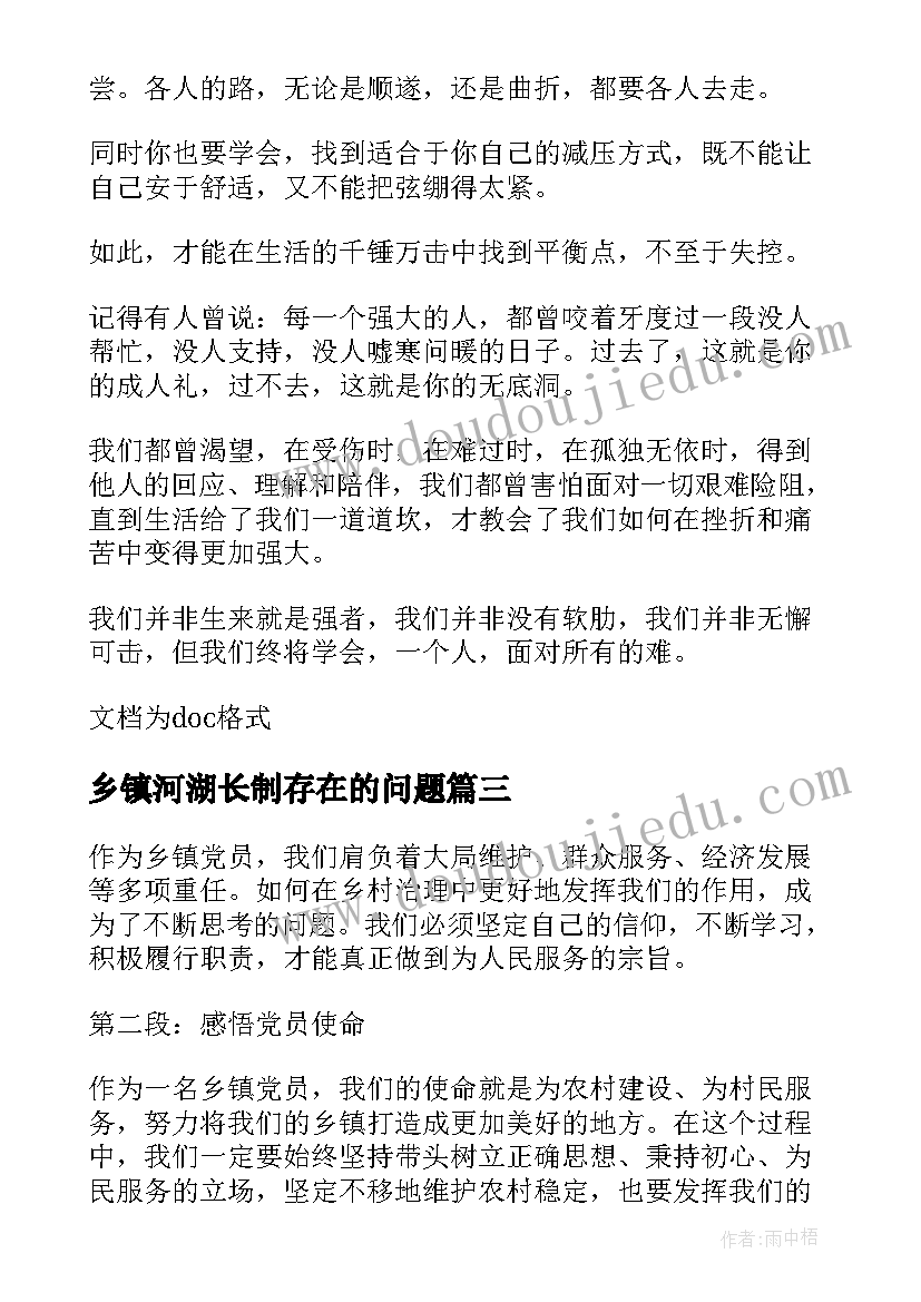 最新乡镇河湖长制存在的问题 两会乡镇心得体会(优秀8篇)