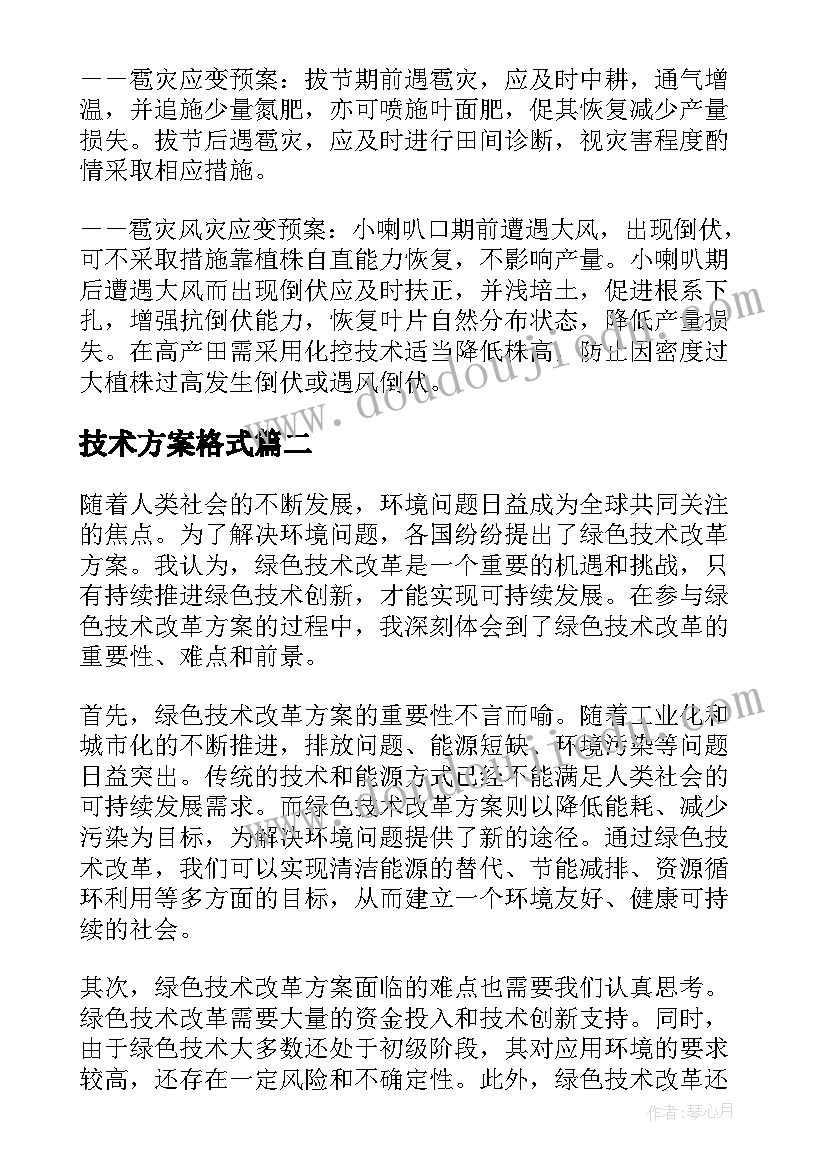 技术方案格式(通用8篇)