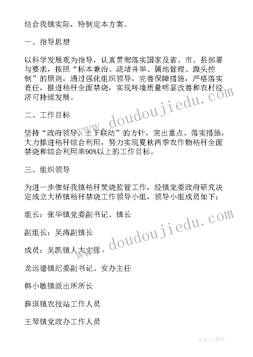 最新秸秆禁烧工作的实施方案 镇秸秆禁烧工作方案(大全6篇)