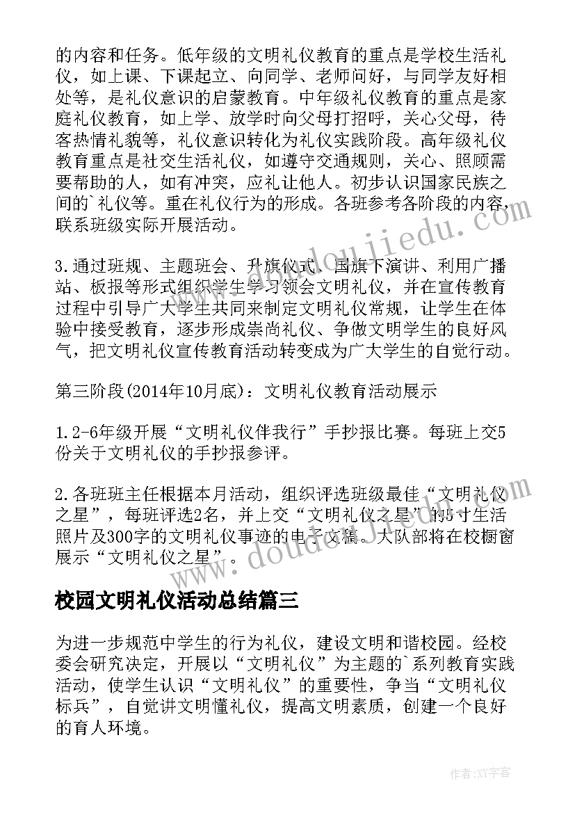 最新校园文明礼仪活动总结(模板7篇)