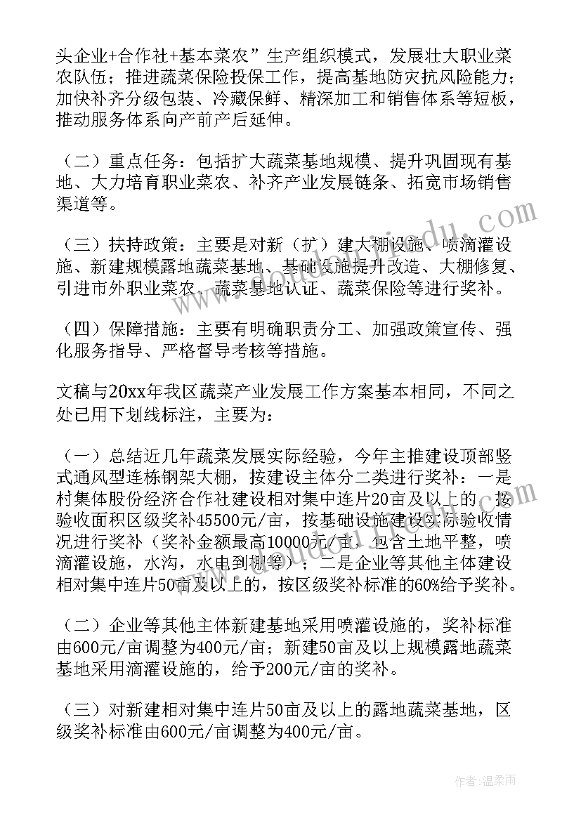 2023年蔬菜发展方案(汇总5篇)