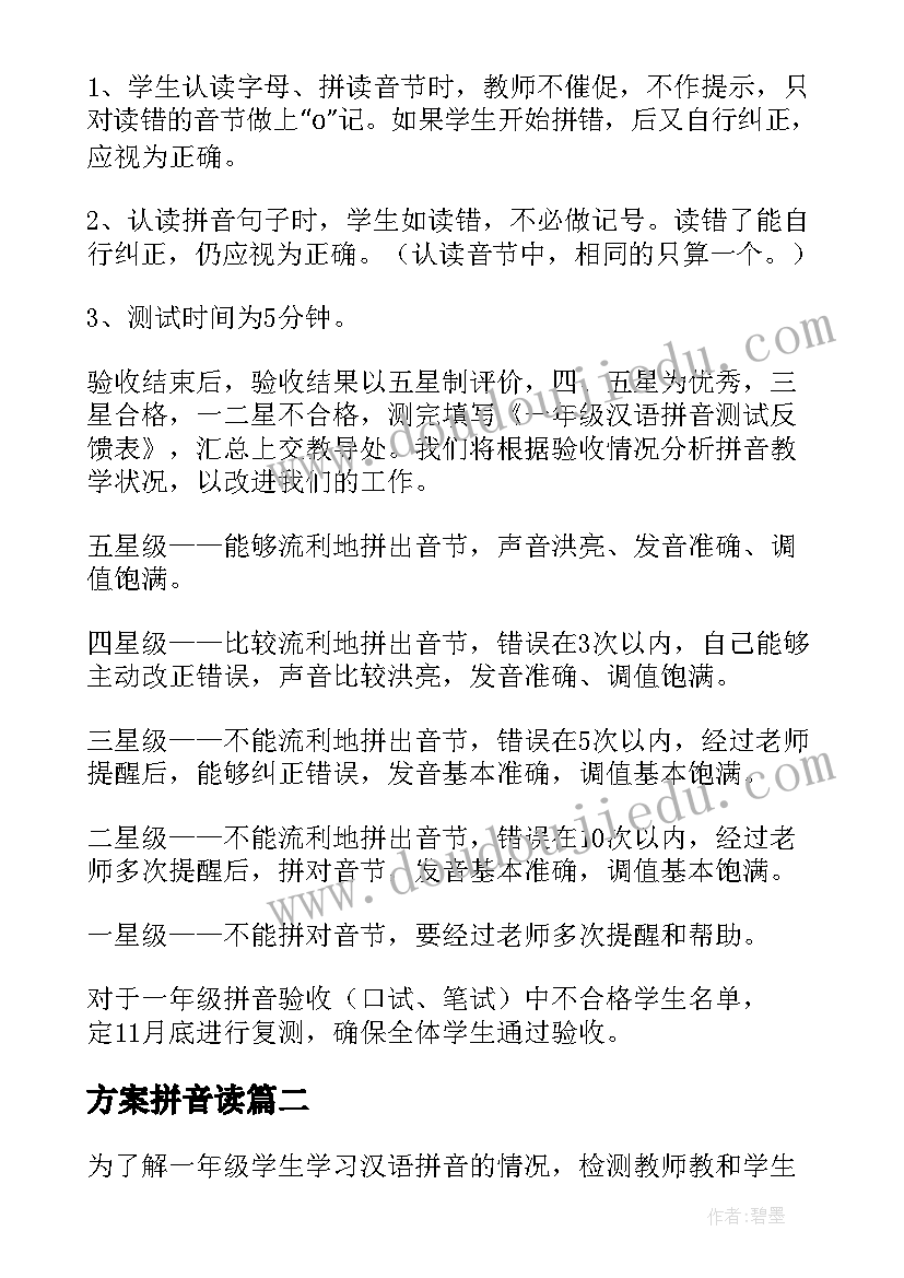 2023年方案拼音读 汉语拼音验收方案(精选5篇)