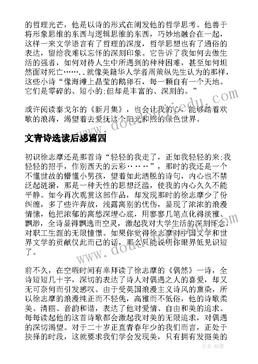 2023年文青诗选读后感(大全10篇)