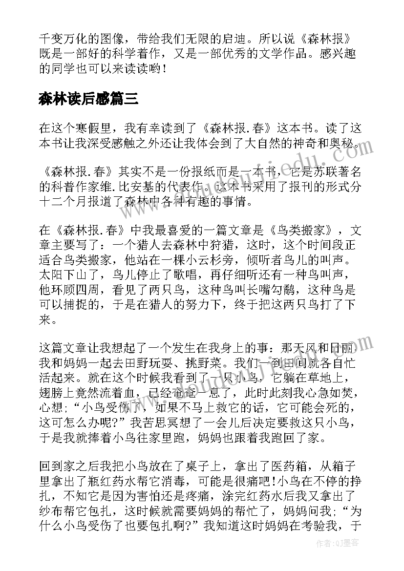 最新森林读后感(大全6篇)