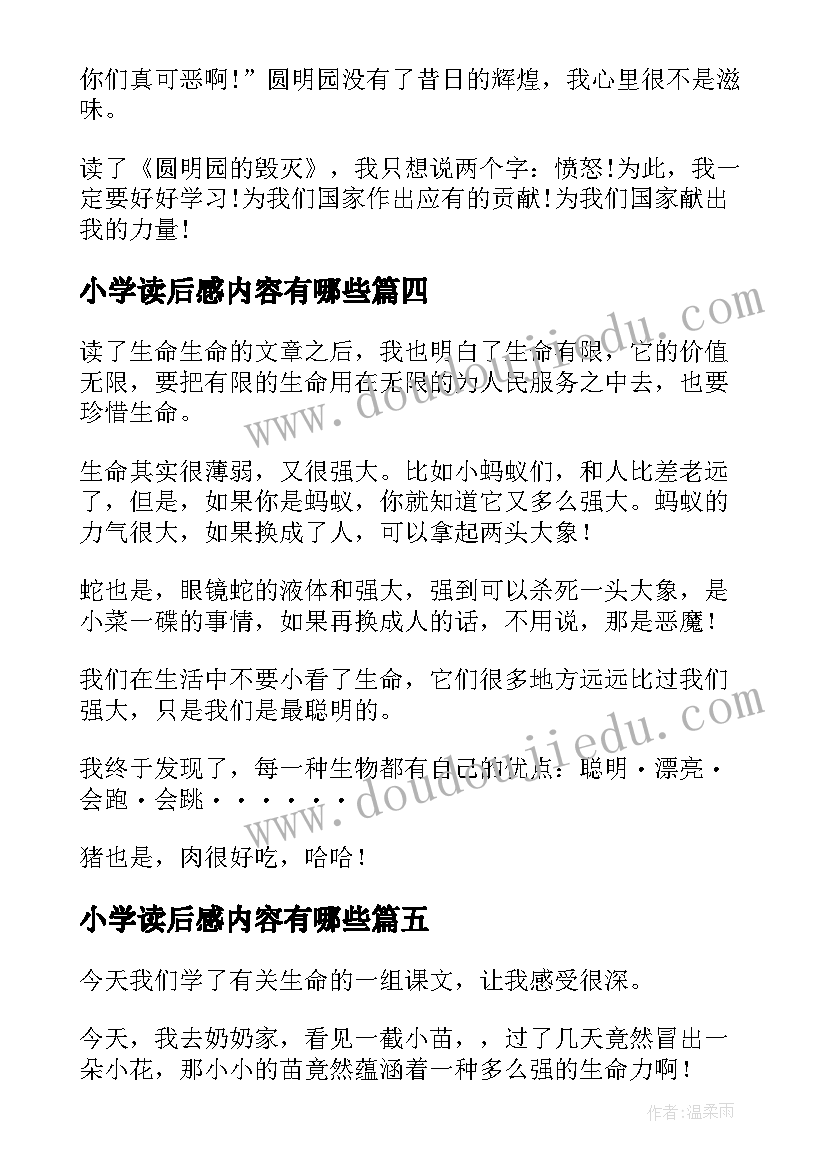 2023年小学读后感内容有哪些(优质5篇)