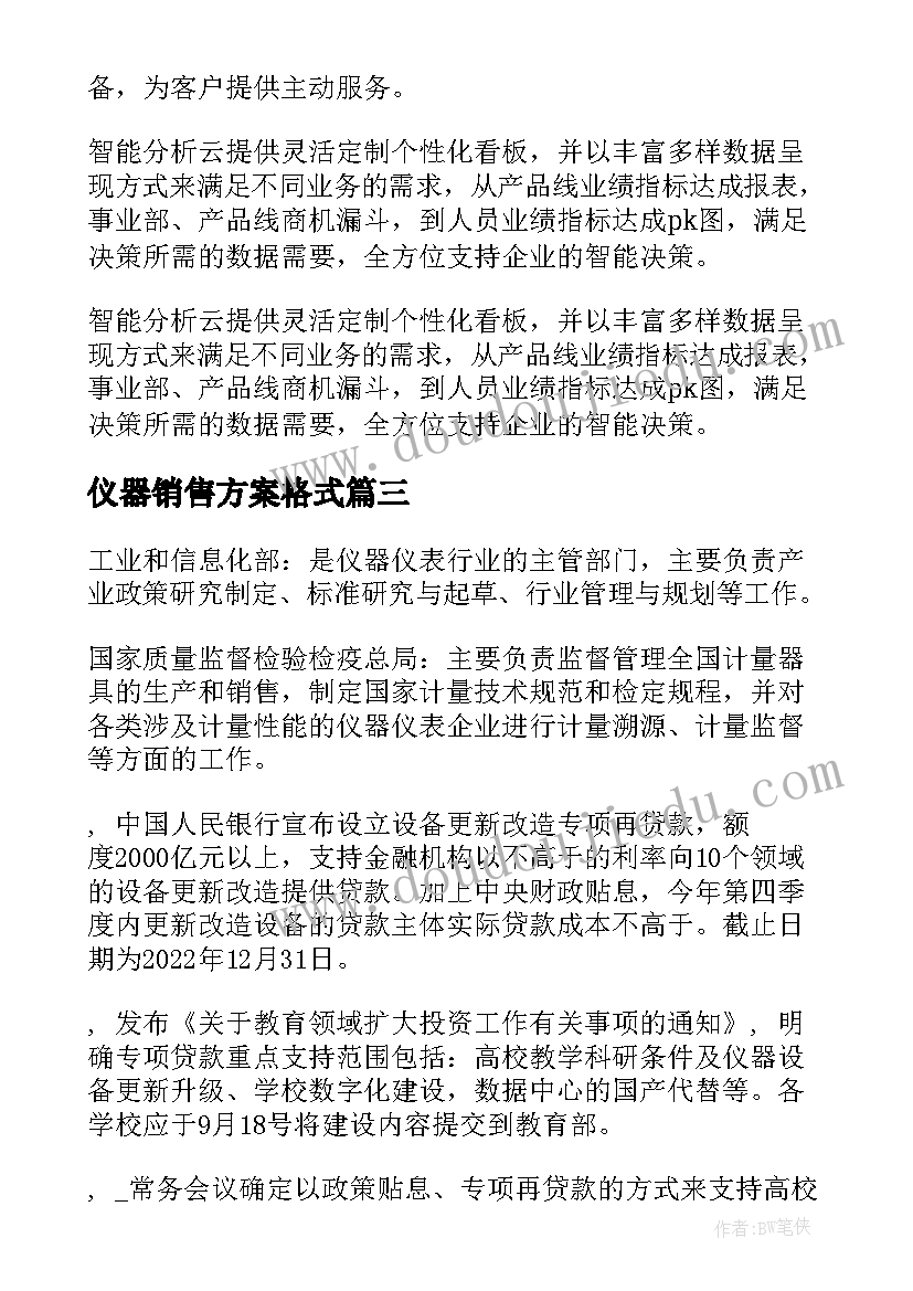 仪器销售方案格式 仪器仪表销售方案(实用5篇)