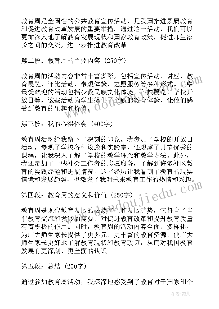 最新教育活动周心得体会 职业教育周活动心得体会(大全5篇)