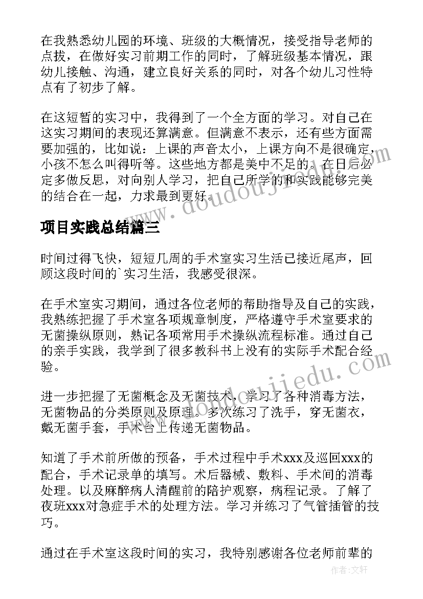 项目实践总结(汇总10篇)