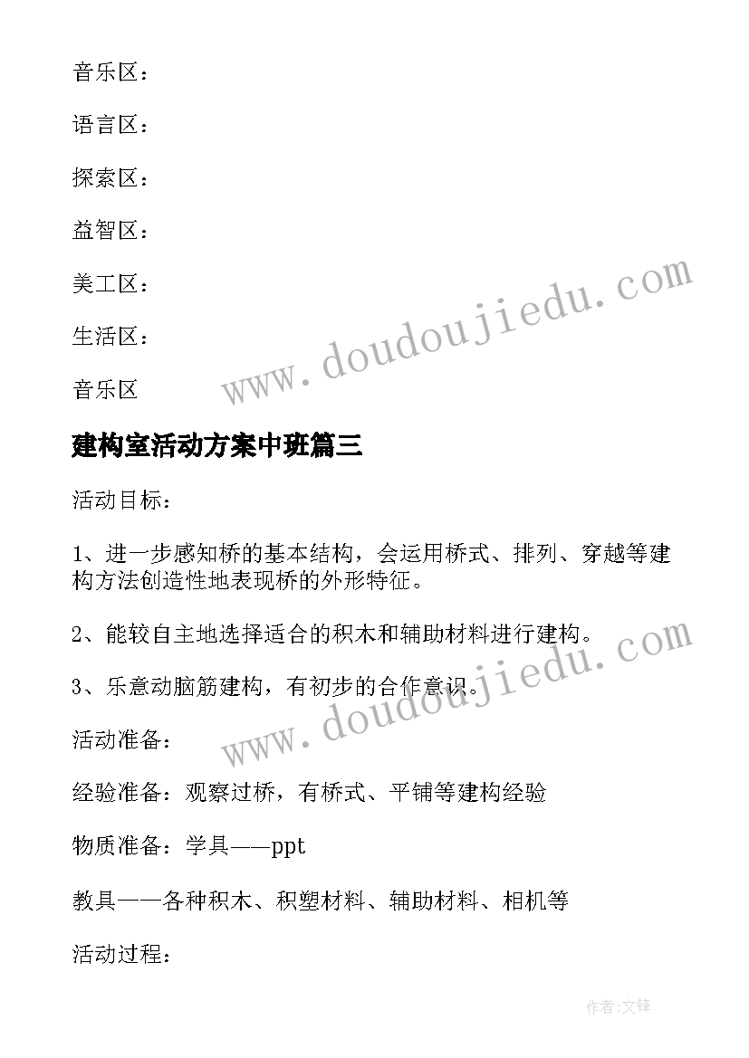 2023年建构室活动方案中班(实用5篇)