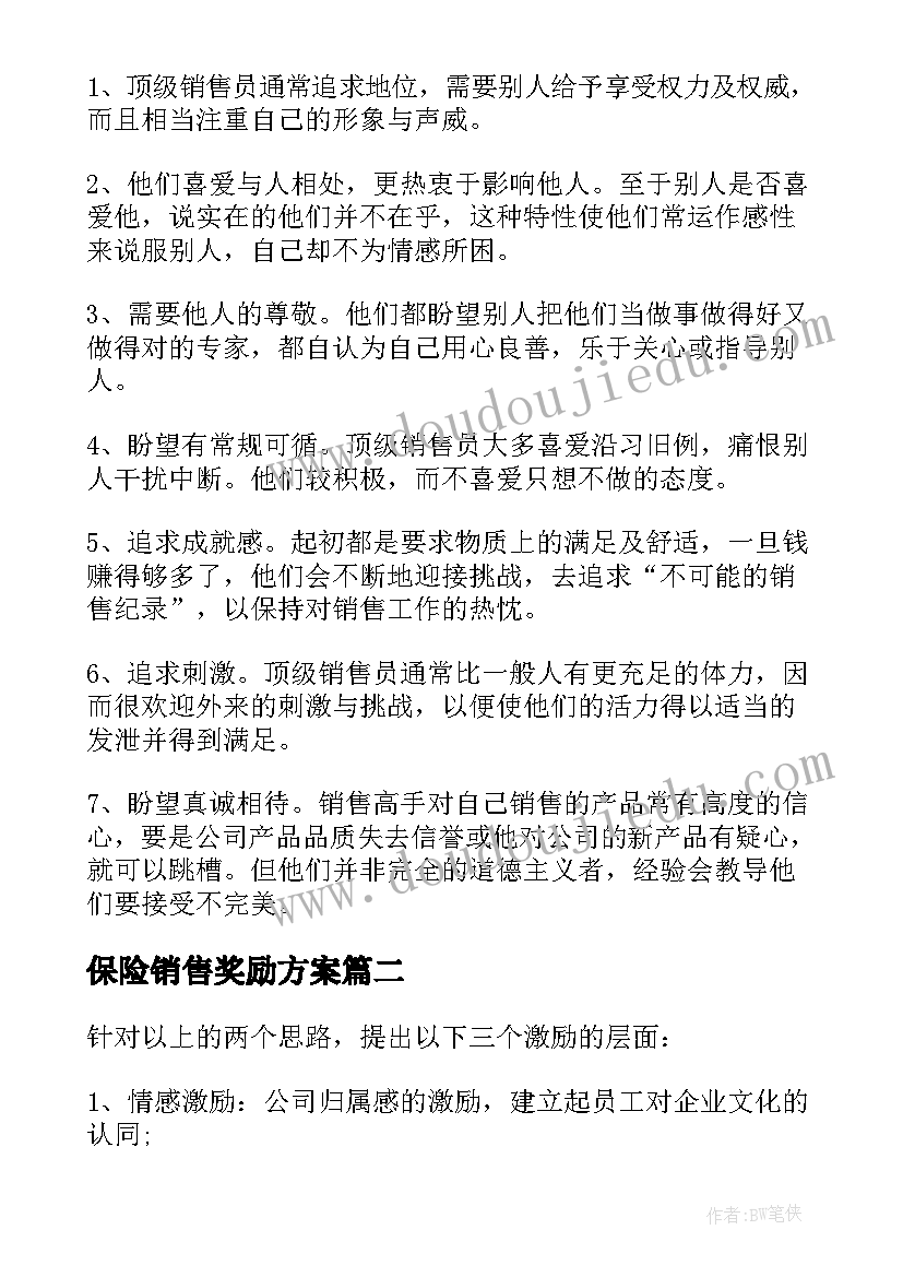 保险销售奖励方案(模板5篇)