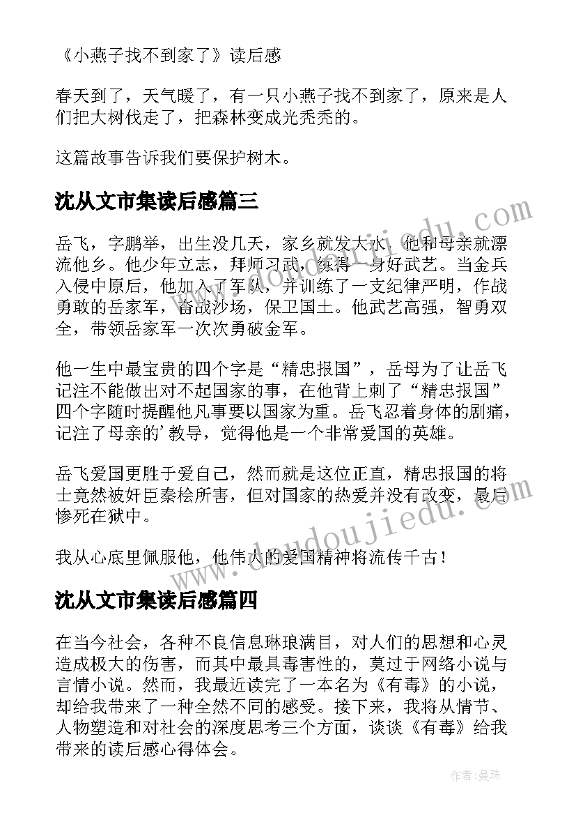 2023年沈从文市集读后感(优质7篇)