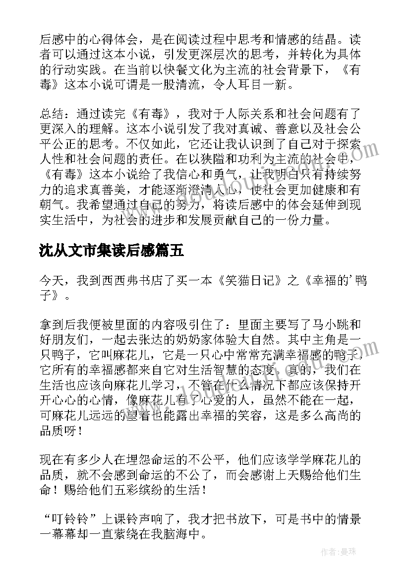 2023年沈从文市集读后感(优质7篇)