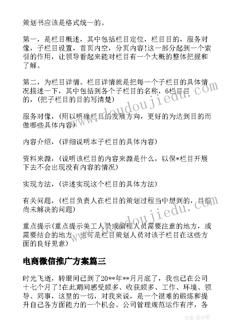 2023年电商微信推广方案 国企电商运营方案(通用5篇)