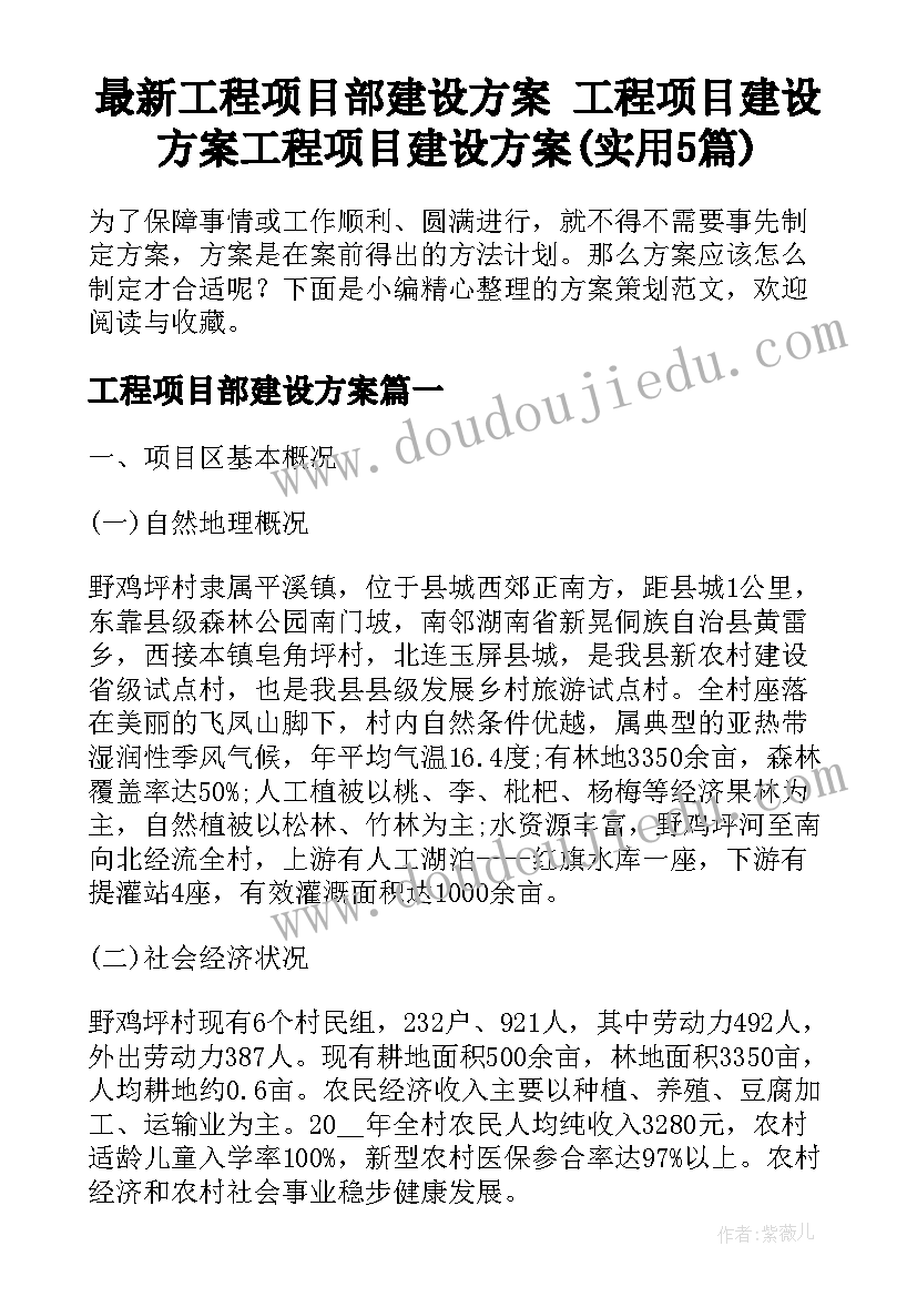 最新工程项目部建设方案 工程项目建设方案工程项目建设方案(实用5篇)