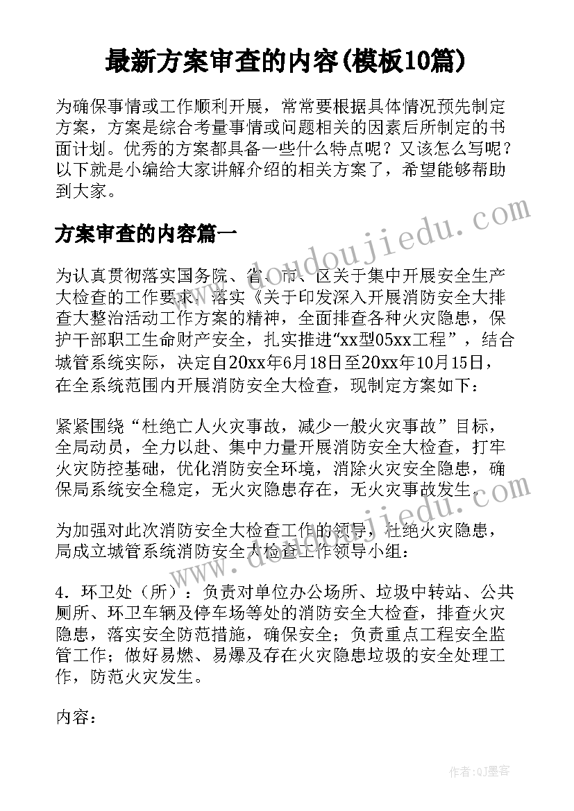 最新方案审查的内容(模板10篇)