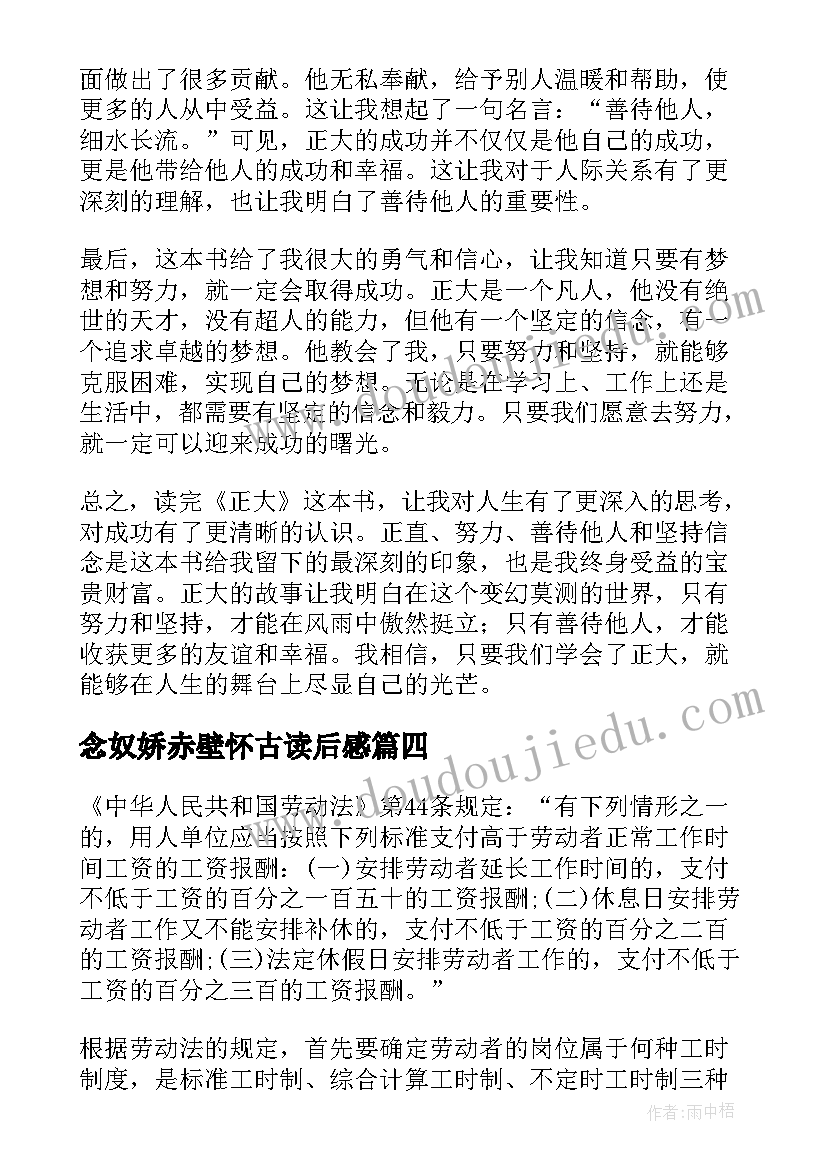 念奴娇赤壁怀古读后感(优秀7篇)