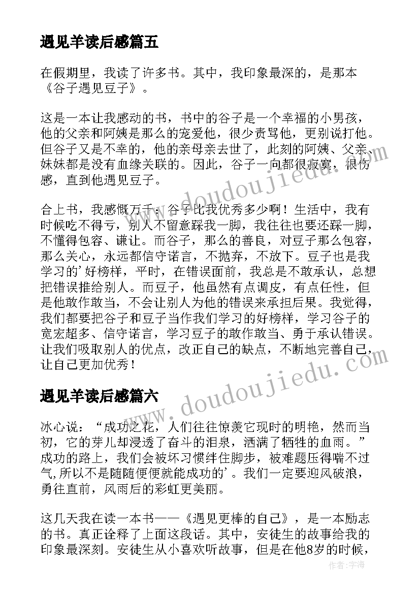 2023年遇见羊读后感(实用9篇)