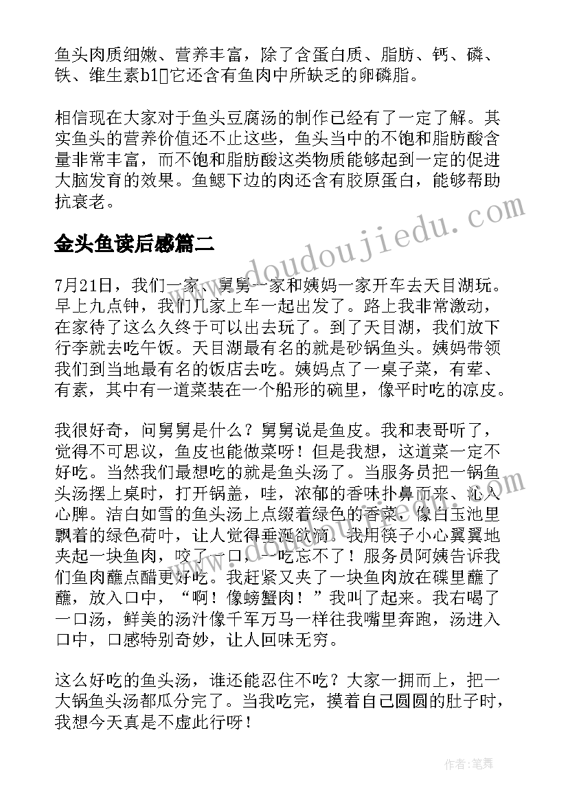 2023年金头鱼读后感(精选5篇)