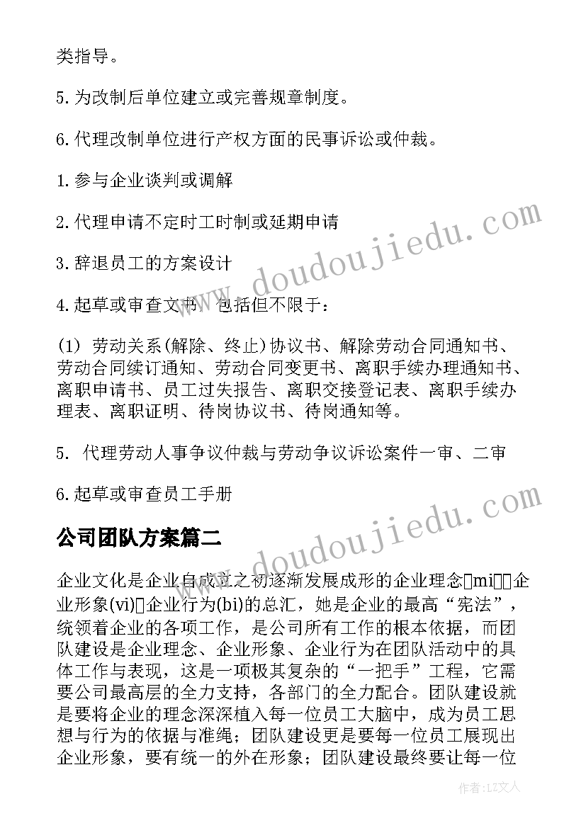 最新公司团队方案(实用5篇)