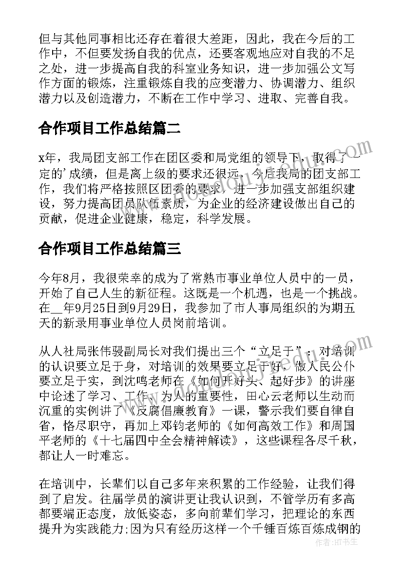 2023年合作项目工作总结 单位工作总结(实用7篇)