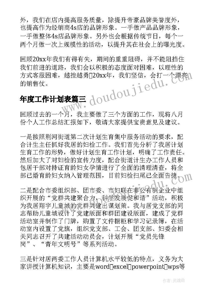 年度工作计划表(汇总9篇)