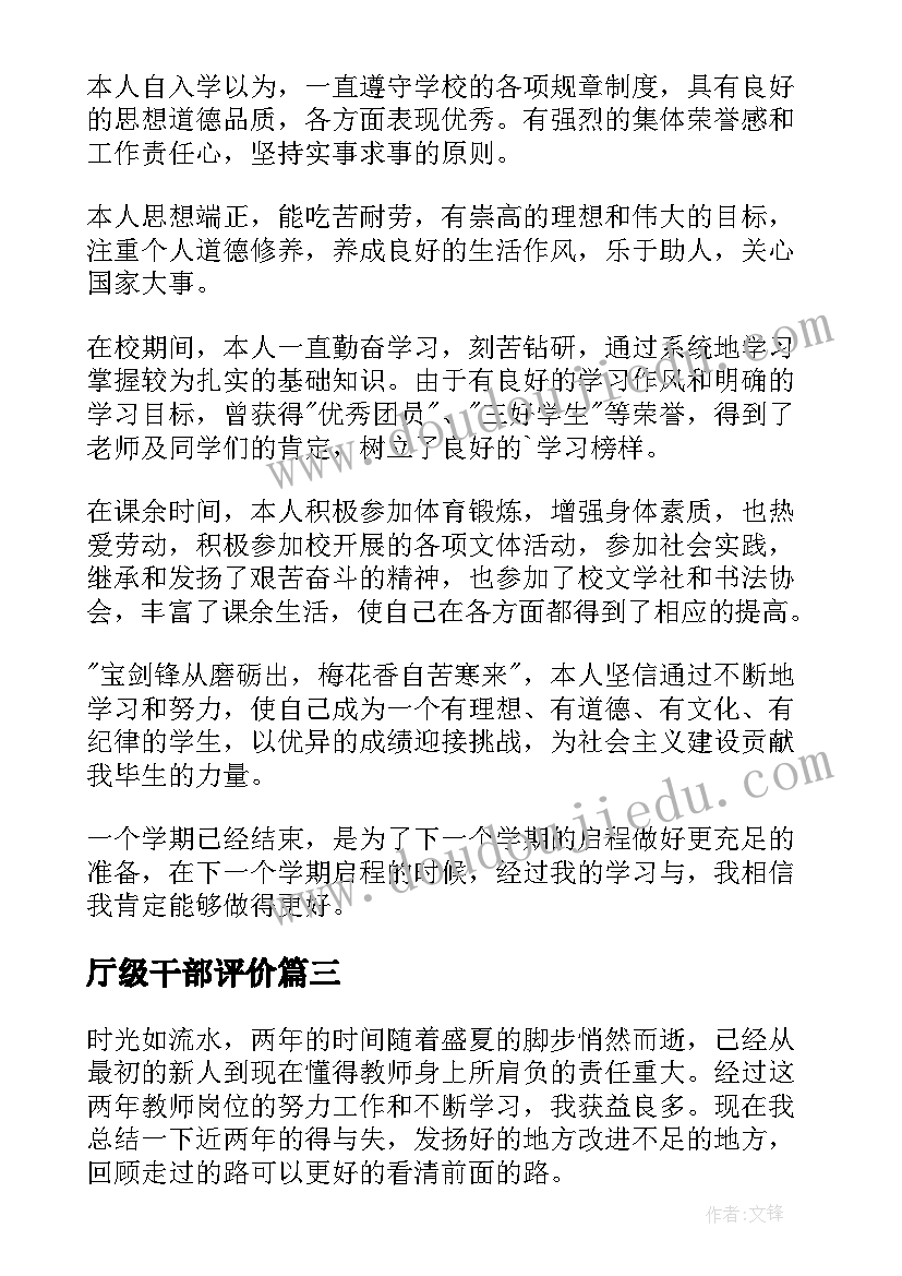 2023年厅级干部评价 干部自我鉴定(精选5篇)