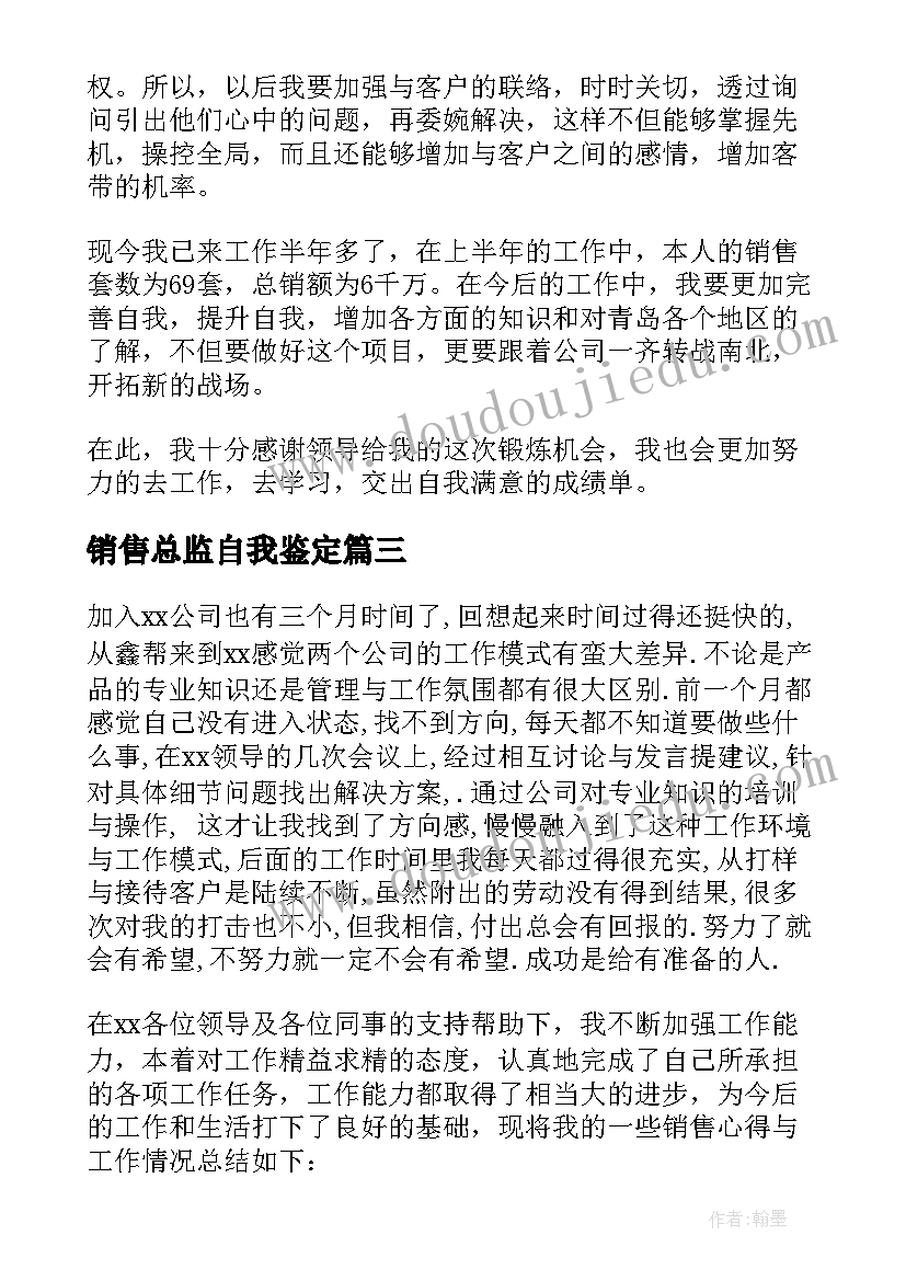 2023年销售总监自我鉴定 销售自我鉴定(优秀7篇)