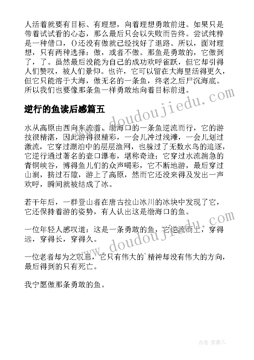 2023年逆行的鱼读后感(优秀5篇)