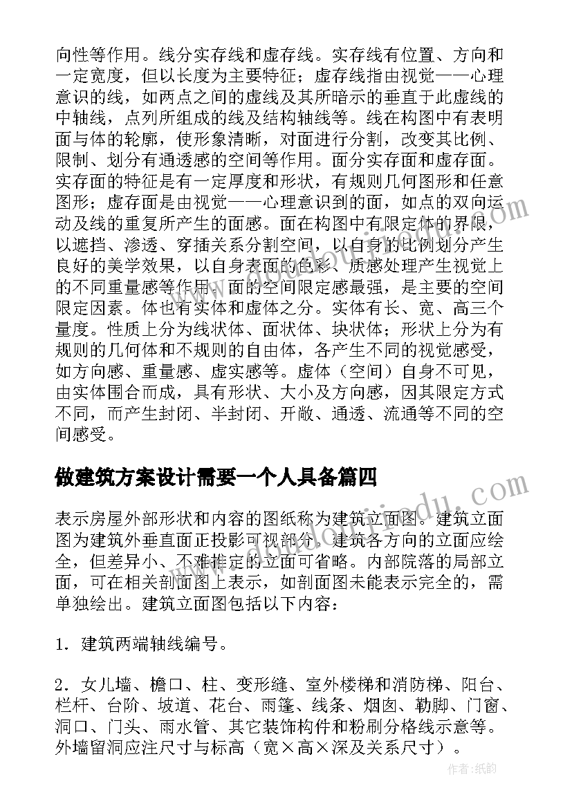 最新做建筑方案设计需要一个人具备 建筑设计指导建筑方案设计(大全5篇)