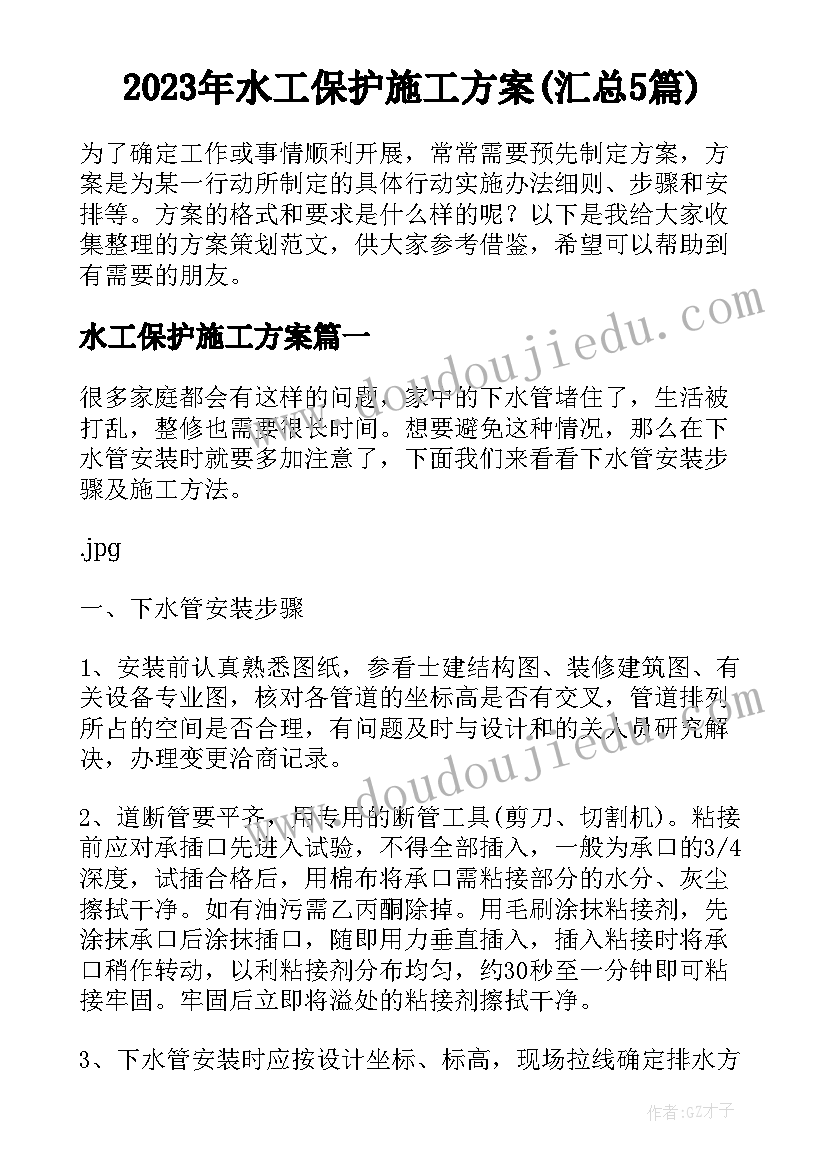 2023年水工保护施工方案(汇总5篇)