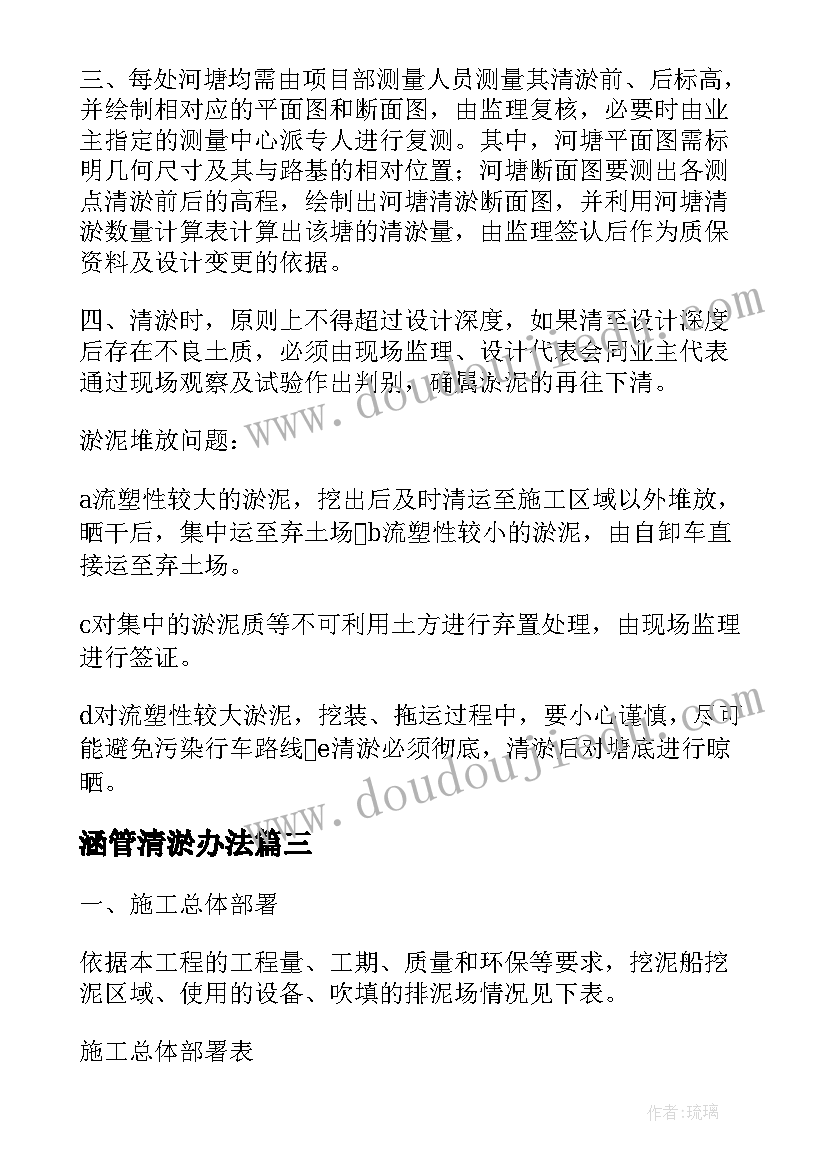 最新涵管清淤办法 清淤施工方案(大全5篇)