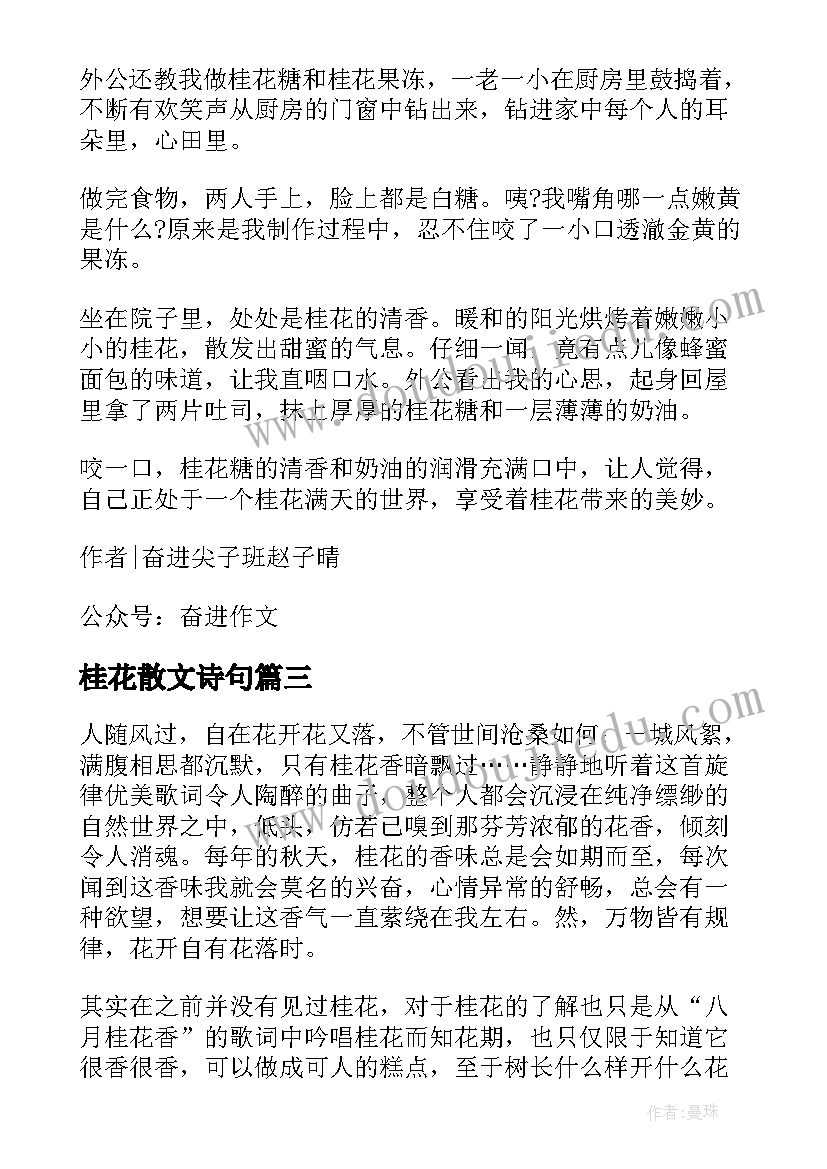 2023年桂花散文诗句(通用7篇)