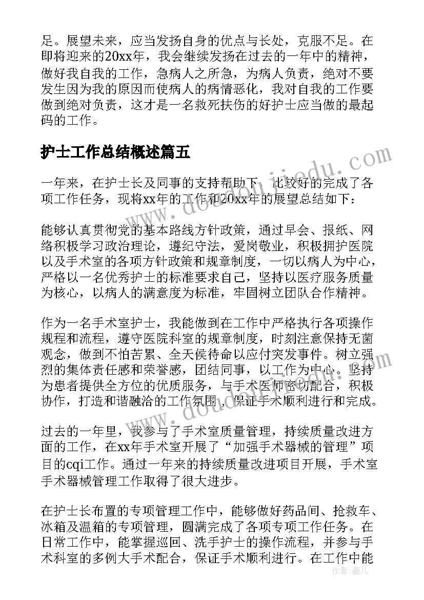 2023年护士工作总结概述(通用9篇)