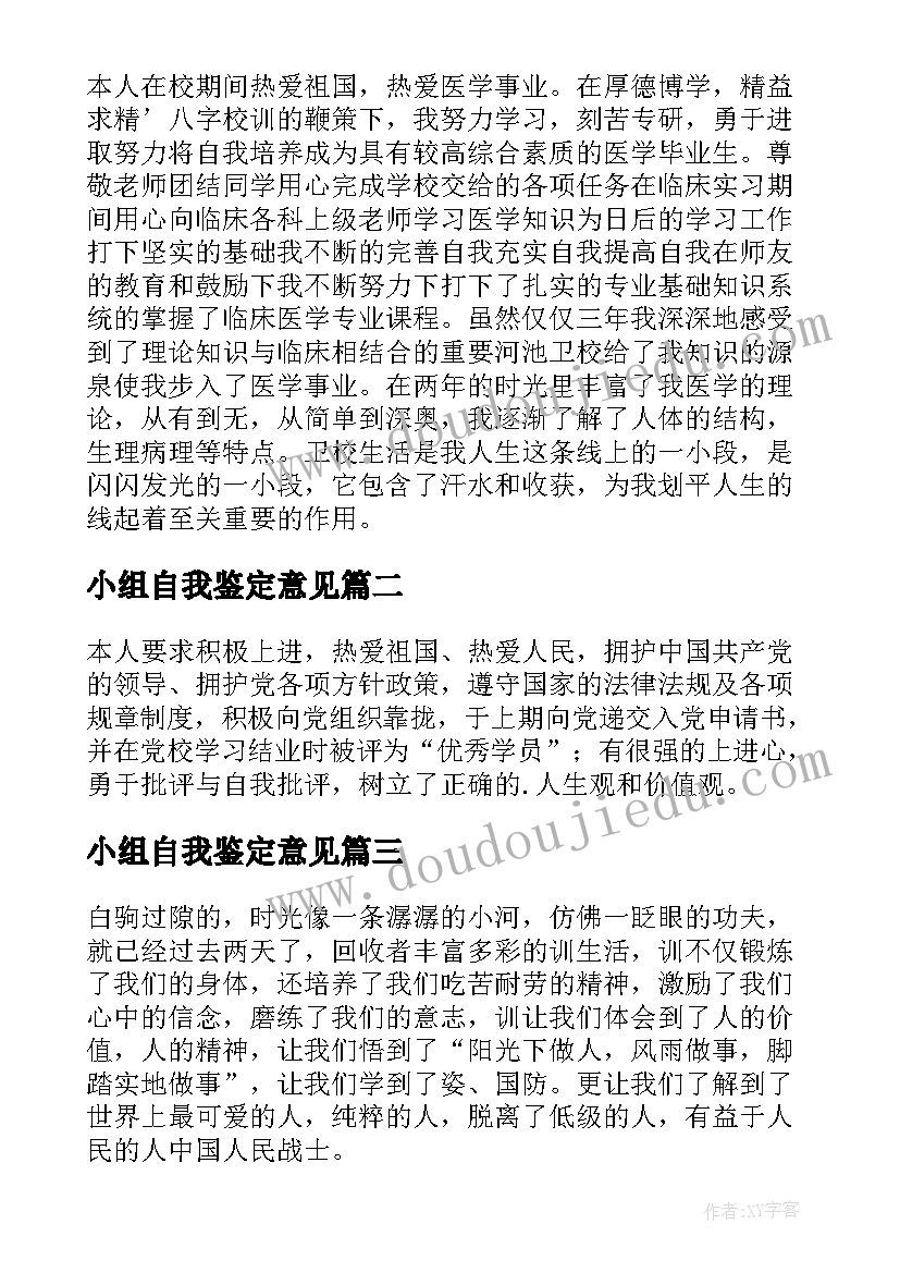 2023年小组自我鉴定意见(大全10篇)