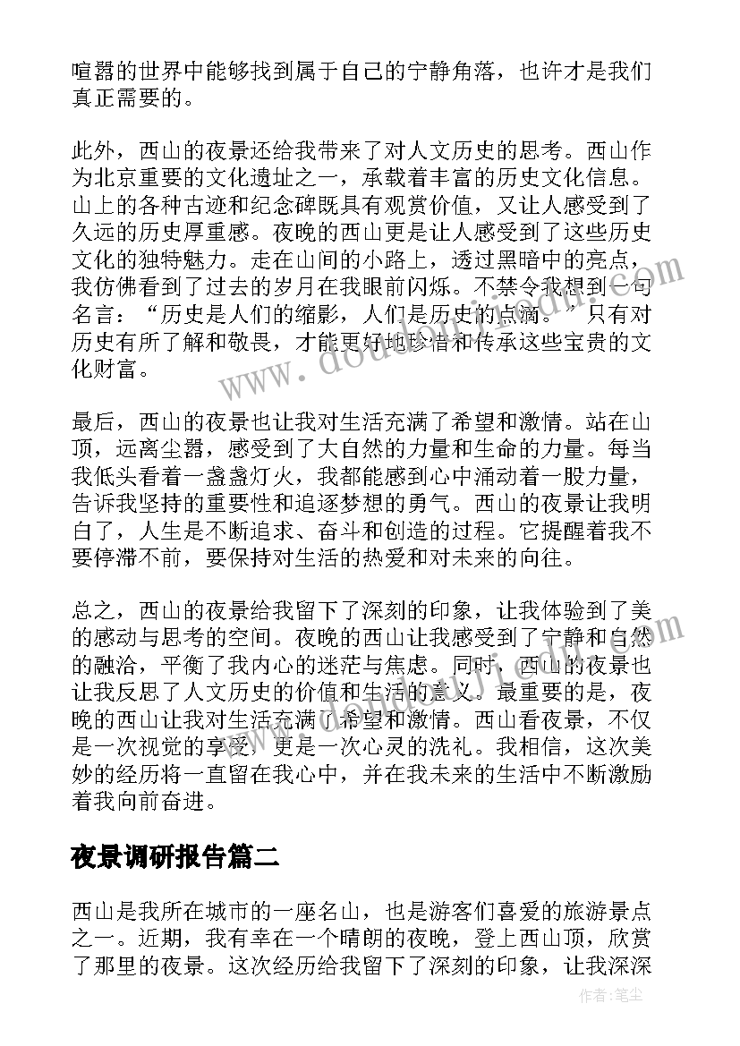 2023年夜景调研报告(模板6篇)