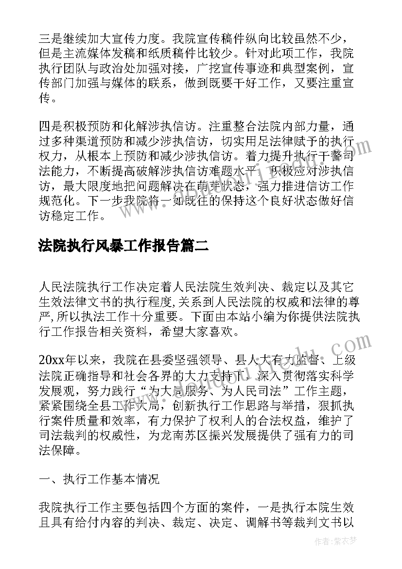 2023年法院执行风暴工作报告(汇总5篇)