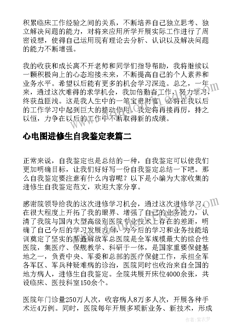 心电图进修生自我鉴定表(实用5篇)