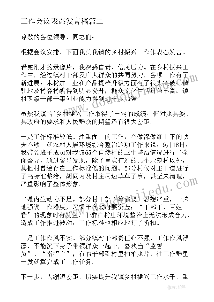 2023年工作会议表态发言稿(通用5篇)