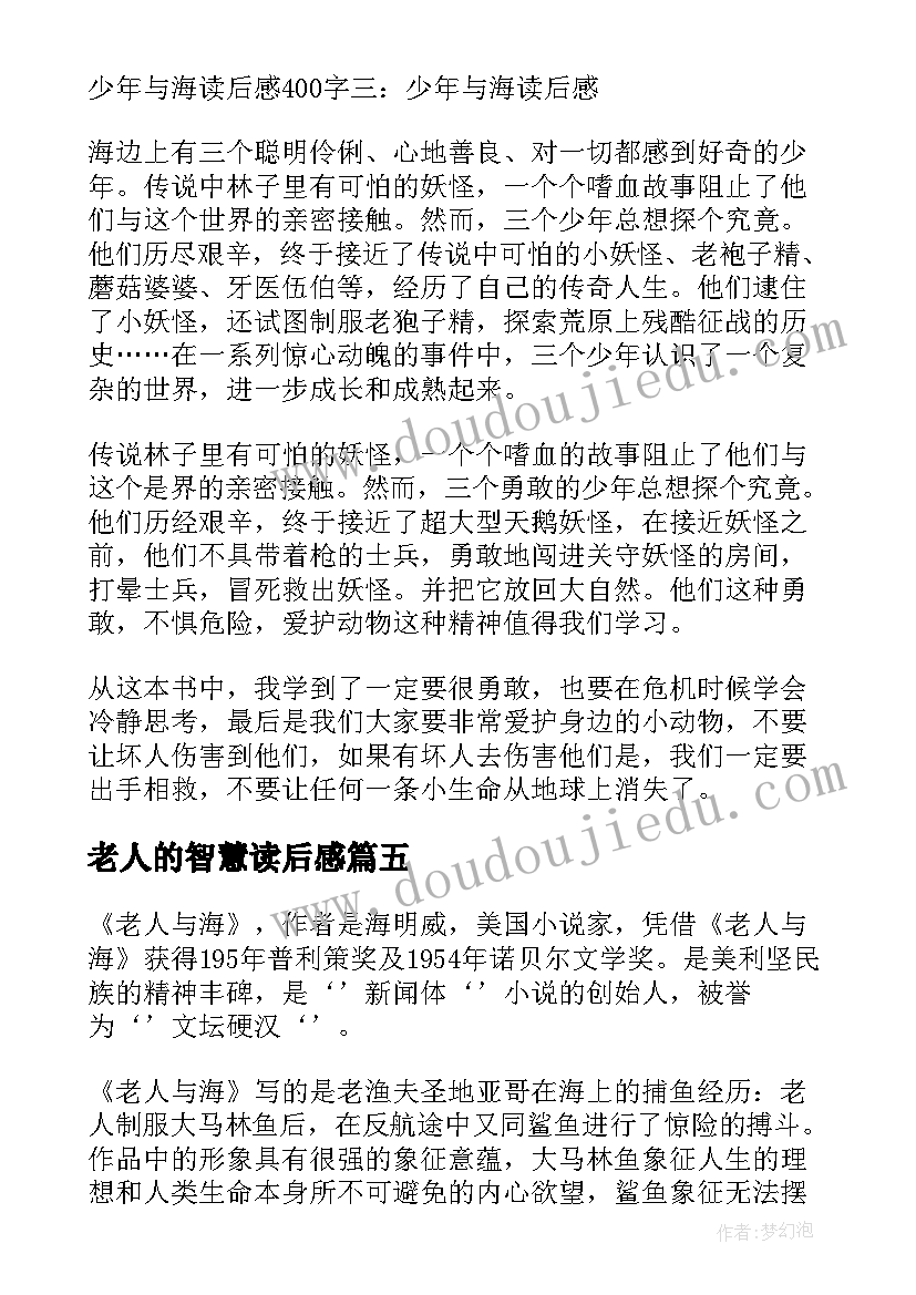 老人的智慧读后感 海与老人的读后感(模板5篇)