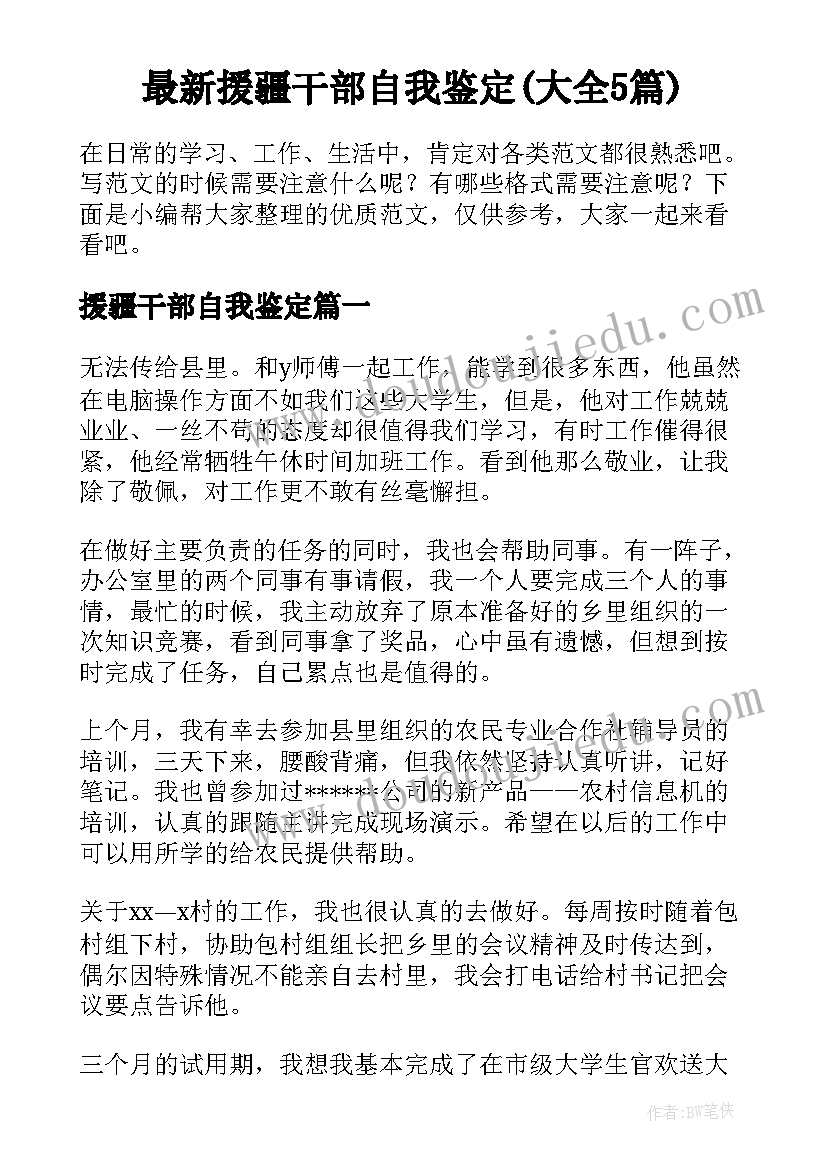 最新援疆干部自我鉴定(大全5篇)