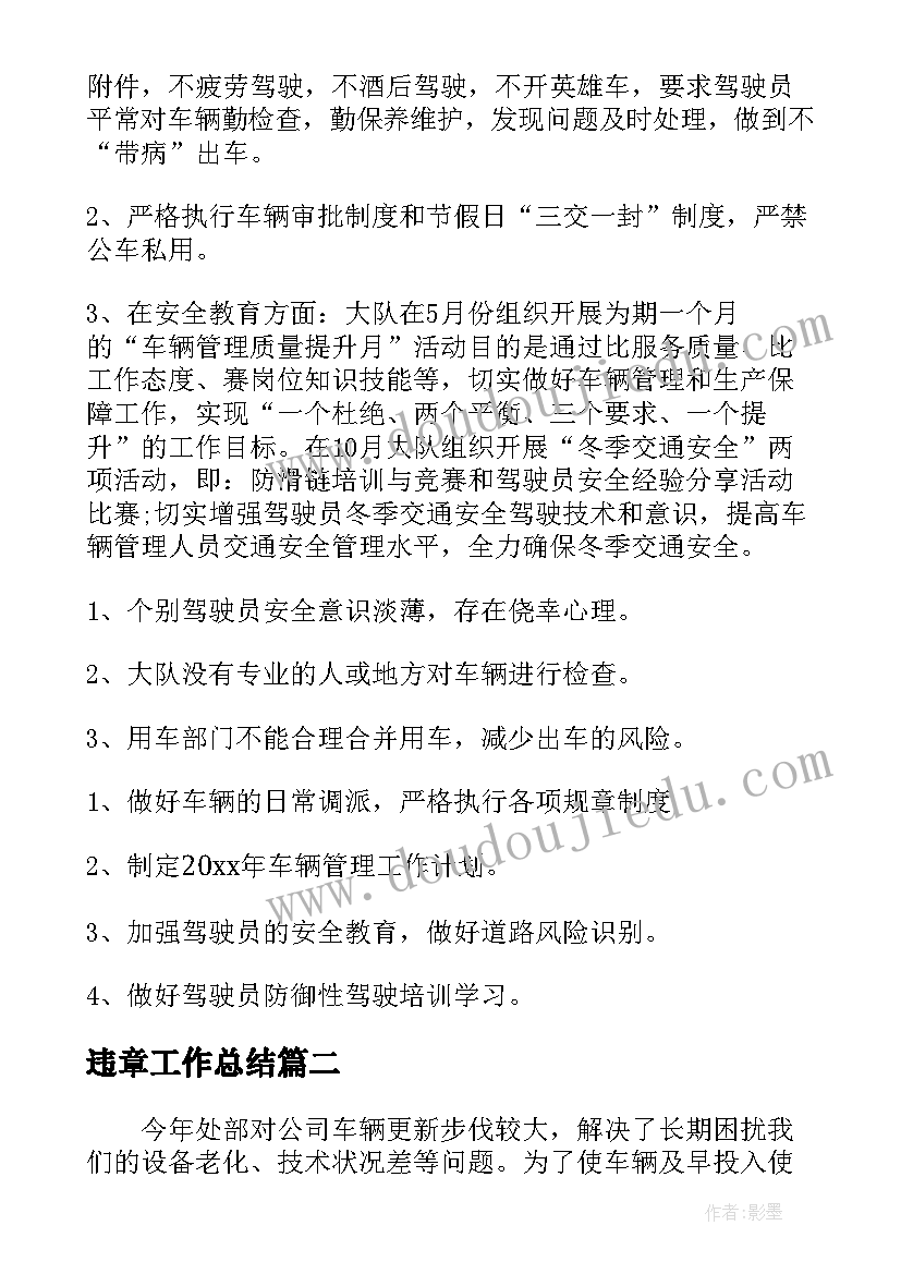 2023年违章工作总结(模板5篇)